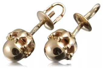 Vintage rose pink 14k 585 gold  Vintage ball earrings ven162