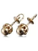 Vintage rose pink 14k 585 gold  Vintage ball earrings ven162