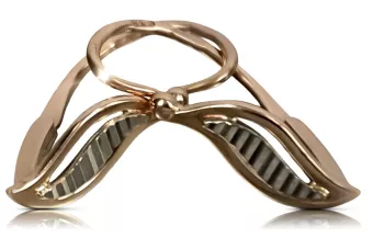 Russische Rose Rosa Sowjet 14k 585 Gold UdSSR Vintage Blatt Ohrringe ven164