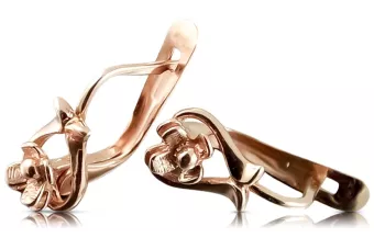 Русская роза розовая Советская 14к 585 золото СССР Винтажные цветочные серьги ven166