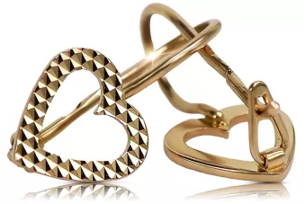 Rose rose russe soviétique 14k 585 or URSS Boucles d’oreilles coeur vintage ven169