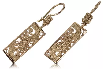 Vintage różowe złoto kolczyki wiszące 14k 585 ZSRR Vintage ven171
