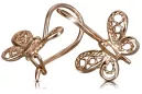 Kolczyki z  różowego 14k złoto 585 motylek Vintage ven173