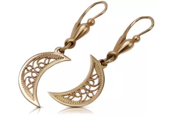 Vintage rose pink 14k 585 gold  Vintage ball earrings ven174