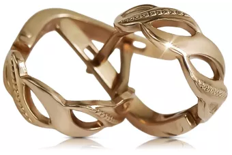 Rosa rusa rosa soviético 14k 585 oro URSS Vintage Hoops ven175