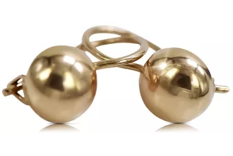 Rosa rusa rosa soviético 14k 585 oro URSS Pendientes de bola vintage ven178