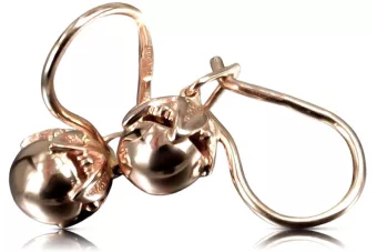 Vintage rose pink 14k 585 gold  Vintage ball earrings ven180