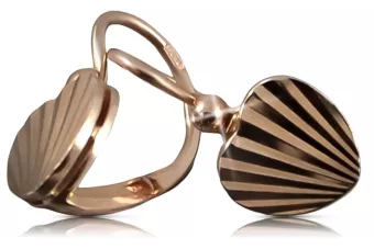 Rosa rusa rosa soviético 14k 585 oro URSS Pendientes de hoja vintage ven187
