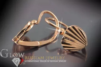 Rusă a crescut roz sovietic 14k 585 aur URSS Cercei cu frunze de epocă ven187