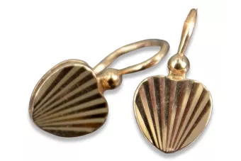 Vintage rose pink 14k 585 gold  Vintage leaf earrings ven187