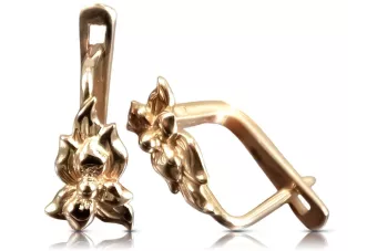 Rusă roz roz sovietic 14k 585 aur URSS Cercei de flori vintage ven190