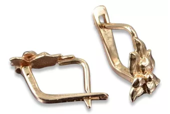 Русская роза розовая Советская 14к 585 золото СССР Винтажные цветочные серьги ven190