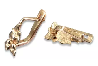 Rosa rusa rosa soviético 14k 585 oro URSS Pendientes de flores vintage ven190