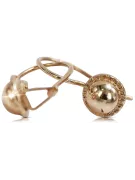 Vintage rose pink 14k 585 gold  Vintage ball earrings ven191