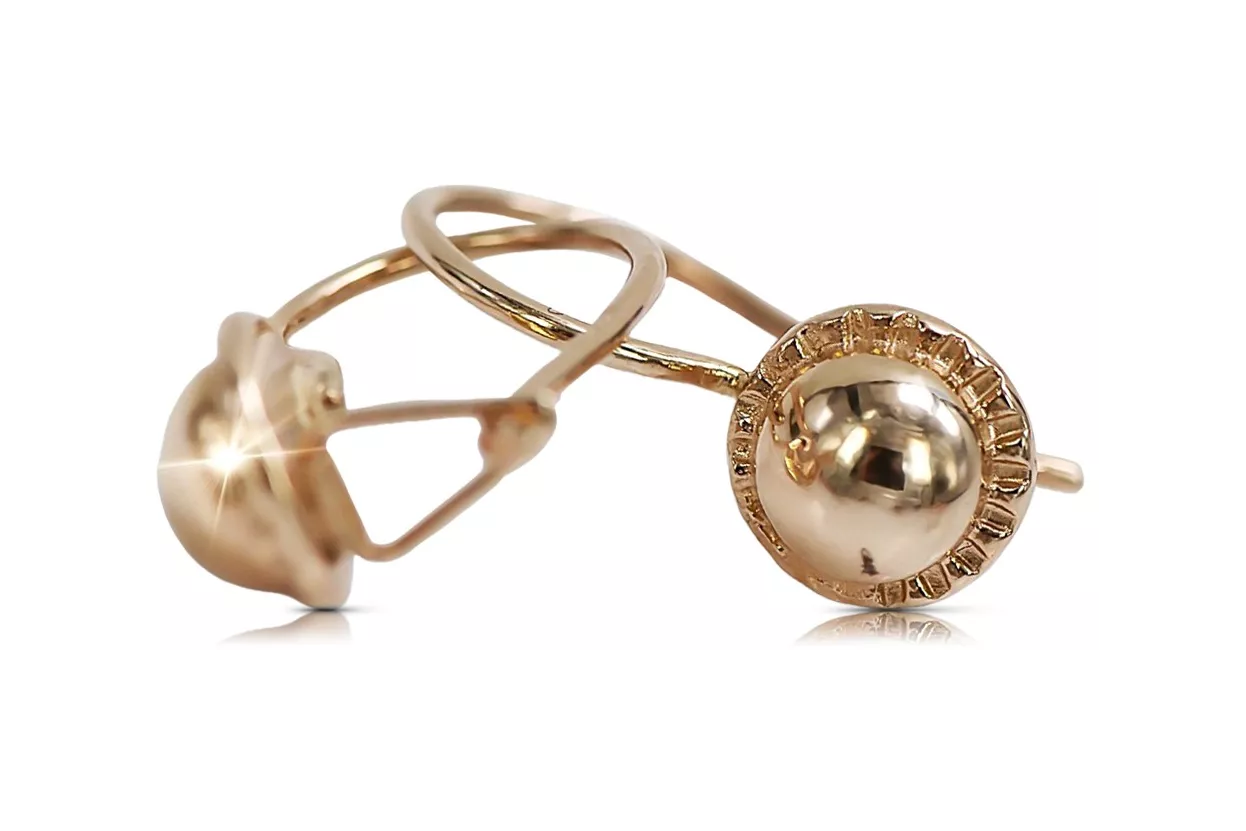 Vintage rose pink 14k 585 gold  Vintage ball earrings ven191