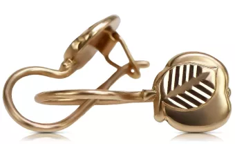 Rosa rusa rosa soviético 14k 585 oro URSS Pendientes de hoja vintage ven192