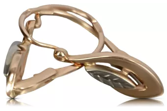 Російська троянда рожева радянська 14к 585 золото СРСР Старовинні сережки-листочки ven193