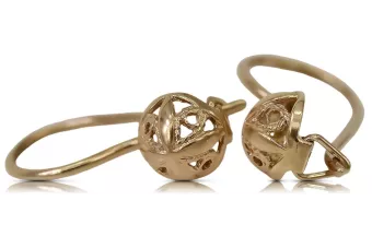 Обеци в руски роза 14k злато 585 цвете реколта ven197