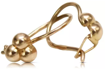Rosa rusa rosa soviético 14k 585 oro URSS Pendientes de bola vintage ven198