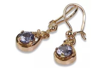 Russische Sowjetische Rose Pink 14k 585 Gold Ohrringe vec065 Alexandrit Rubin Smaragd Saphir ...