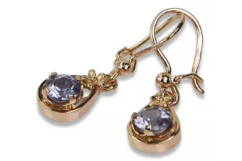 Vintage rose pink 14k 585 gold earrings vec065 alexandrite ruby emerald sapphire ...