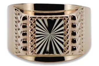 Vintage rose pink 14k 585 gold Men's signet ring csn002r