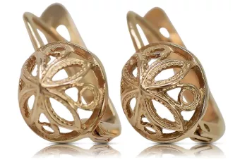 Pendientes en rosa rusa 14k oro 585 flor Vintage ven203