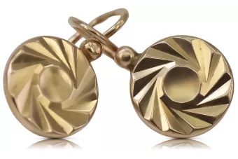 Vintage rose pink 14k 585 gold  Vintage hoops earrings ven204