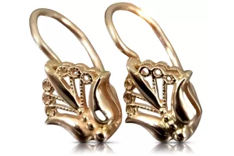 Cercei în rusă a crescut 14k aur 585 floare Vintage ven205