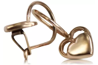 Rosa rusa rosa soviético 14k 585 oro URSS Pendientes de corazón vintage ven212