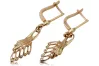 Vintage rose pink 14k 585 gold  Vintage leaf earrings ven215