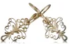 Vintage rose pink 14k 585 gold  Vintage leaf earrings ven224