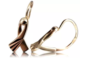 Vintage rose pink 14k 585 gold  Vintage leaf earrings ven230