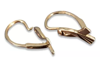 Rosa rusa rosa soviético 14k 585 oro URSS Pendientes de hoja vintage ven230