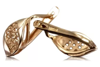 Rusă roz roz sovietic 14k 585 aur URSS Cercei cu frunze de epocă ven231