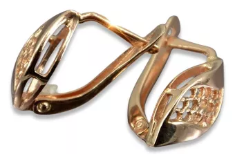 Vintage rose pink 14k 585 gold  Vintage leaf earrings ven231