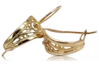 Vintage rose pink 14k 585 gold  Vintage leaf earrings ven232