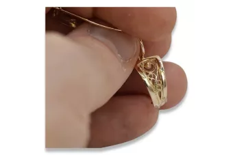 Vintage rose pink 14k 585 gold  Vintage leaf earrings ven232