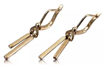 Руска роза розова съветска 14k 585 злато СССР реколта висящи обеци ven234