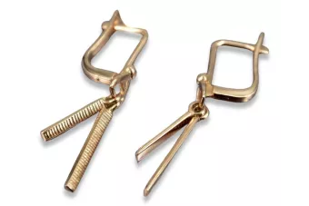 Rosa rusa rosa soviético 14k 585 oro URSS Vintage Pendientes colgantes ven234