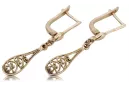 Vintage rose pink 14k 585 gold  Vintage leaf earrings ven239
