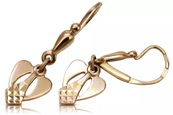 Русская роза розовая советское золото 14к 585 СССР винтажные серьги в виде листьев ven245