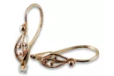 Vintage rose pink 14k 585 gold  Vintage leaf earrings ven252
