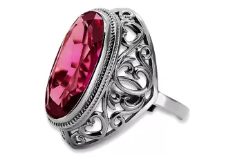 Русское советское кольцо из золота 14 карат 585 пробы с александритом, рубином, изумрудом, сапфиром и цирконом vrc014