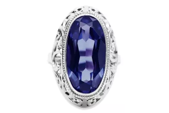 Русское советское кольцо из золота 14 карат 585 пробы с александритом, рубином, изумрудом, сапфиром и цирконом vrc014