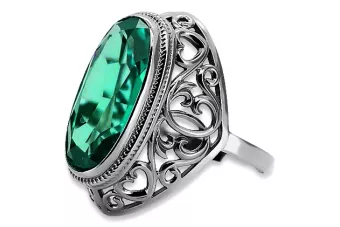 Sidabrinis žiedas Rusijos 925 su smaragdu vrc184s Vintage