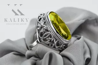 Русское советское кольцо из золота 14 карат 585 пробы с александритом, рубином, изумрудом, сапфиром и цирконом vrc014