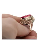 Pierścionek z różowego czerwonego złota srebrny pozłacany 925 z rubinem vrc184rp Vintage