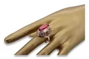 Pierścionek z różowego czerwonego złota srebrny pozłacany 925 z rubinem vrc184rp Vintage