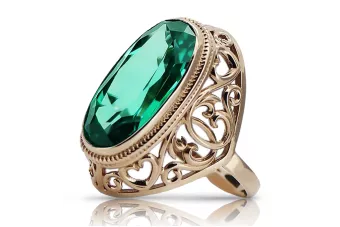 Серебряное кольцо с изумрудом из розового золота 925 пробы vrc184rp Vintage